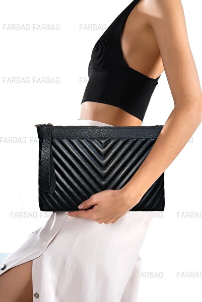 FARBAG Премиум черна бродерия - портфейл и чанта през рамо от изкуствена кожа