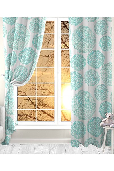 Ardizayn Leo -turquoise, Velvet Fabric, Digital Printed, Double Wing Children's Background Curtain
