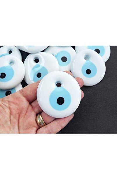 ella'nın çarşısı 5 броя 5 см бели стъклени зли очи - перфорирани мъниста, дек...