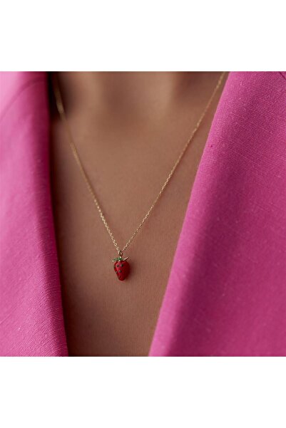 HAMZA YILMAZ MÜCEVHERAT Minimal Çilek Altın Kolye