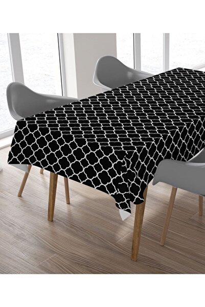 Ardizayn Класична, цифрова друкована, бездоганна тканинна скатертина - чорна