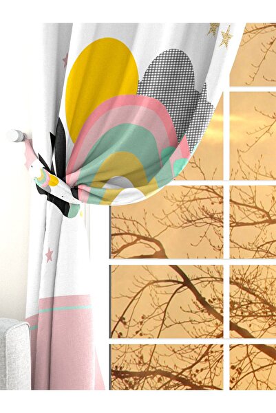 Ardizayn Curcubeu, țesătură de catifea, imprimat digital, perdea de fundal pentru copii cu aripi duble