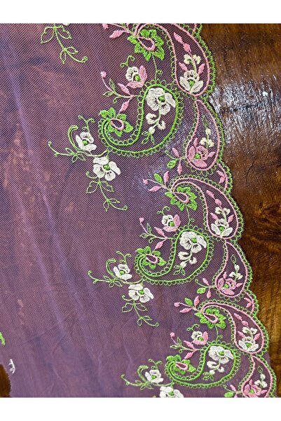 Gönülden Tasarım Culoare Liliac Broderie Broderie Motiv Floral Tifon Panglică...