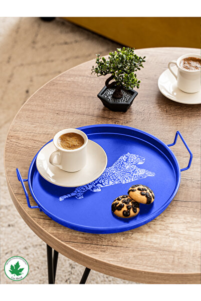 linmetal Metal Sunum Tepsisi, Kahve Tepsisi, Çay Tepsisi, Sunum Tepsi, Dekoratif Tepsi 24 cm