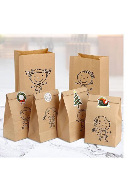 Dekals 50 Adet Kare Dipli (Dik Duran) Kalın Kraft Hediye Kağıdı Kese Kağıdı Ebat 13x24