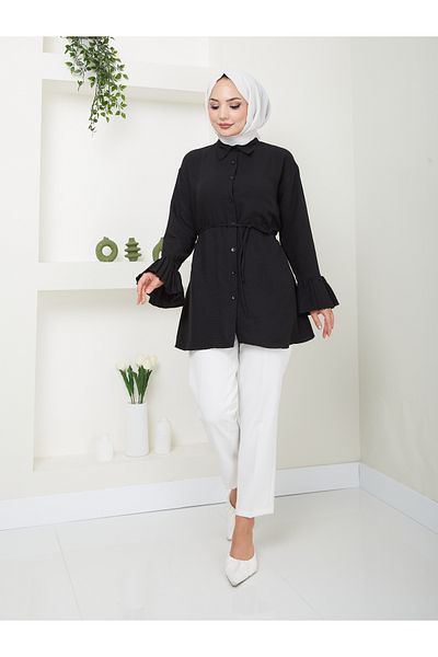 VOLT CLOTHİNG Πλισέ μανίκι πουκάμισο γιακά χιτζάμπ τουνίκ