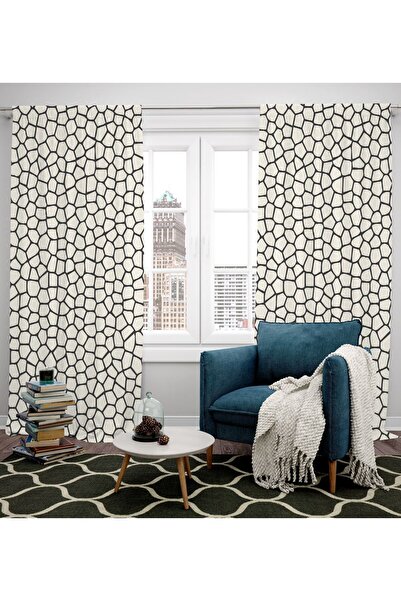 Ardizayn Mosaic, Velvet, Digital Printed, Bedroom, Entrance, Kitchen, Living Room Two Wing Background Curtain