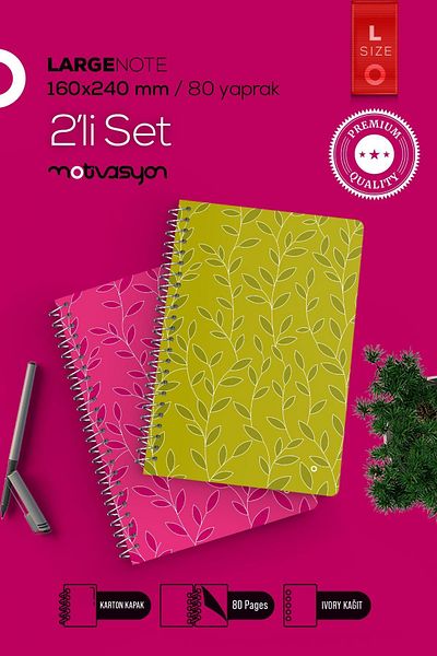 Motivasyon Yayınları Motivation Notebook Large Size Leaf Series 2 Pieces 16x24 Size
