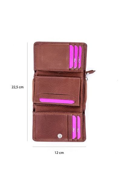 Lal Shoes & Bags Tan γυναικείο πορτοφόλι - με φερμουάρ