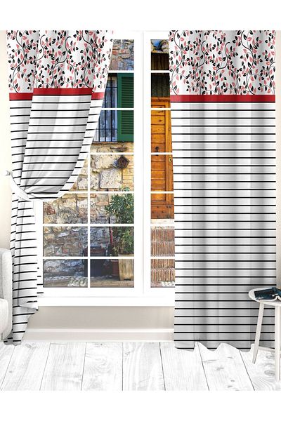 Ardizayn Ivy (Red), Velvet Fabric, Digital Printed, Double Wing Background Curtain