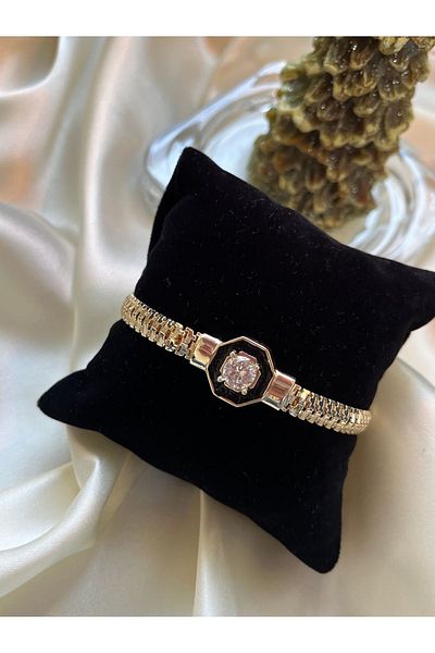Freya Black Enamel Bracelet with Zircon Stones
