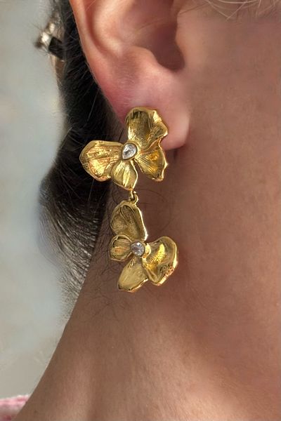 Beca Atelier 316L Steel - Green Flower Earrings