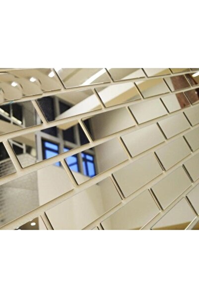BUBİSTUDİOS Dekoratif Tuğla Desenli Gümüş Pleksi 10 Adet 5x20 Cm