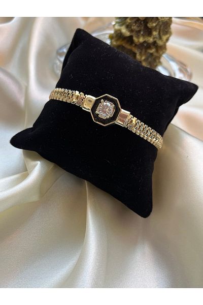 Freya Black Enamel Bracelet with Zircon Stones