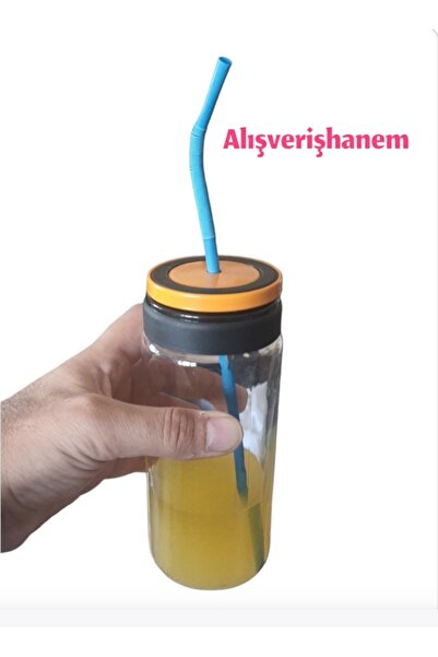 Alışverişhanem Pipetli Vakumlu Conta Kapaklı Cam Kavanoz Bardak