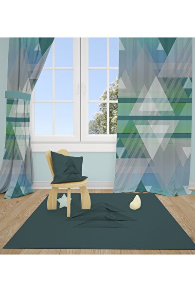 Ardizayn Geometric Shaped, Velvet Fabric, Digital Printed, Single Wing Children's Background Curtain