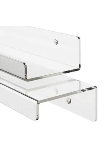 Asfal Şeffaf Pleksi Raf 30cmx10cm Çok Amaçlı Duvar Rafı (4ADET)