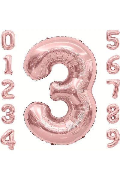 Konsept Sepeti Rose Gold Foil Helium Balloon - Age 3, 34 Inch All Ages