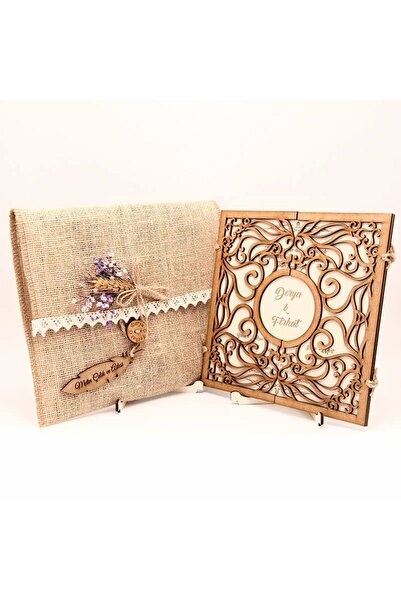 Mekece Ahşap Düğün Davetiyesi Modelleri | AHD-3061 - 15 Adet