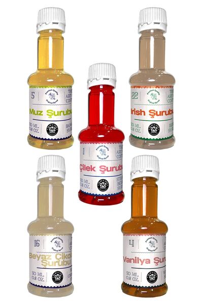 Oze Mini Şurup Seti Beşli Fırsat (çilek, Muz, Irish, Vanilya,beyaz Çikolata)