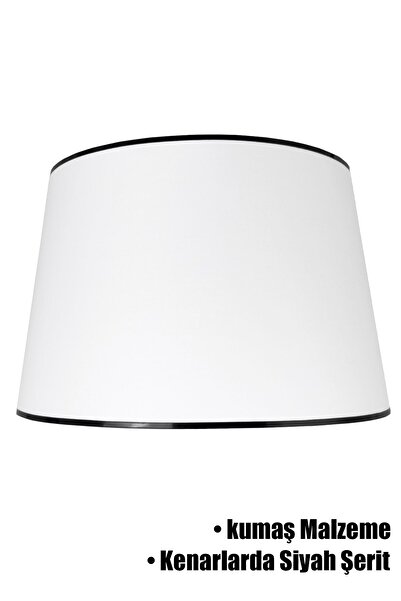 Vivido Abajur Beyaz Siyah Şeritli Lambader Şapkası