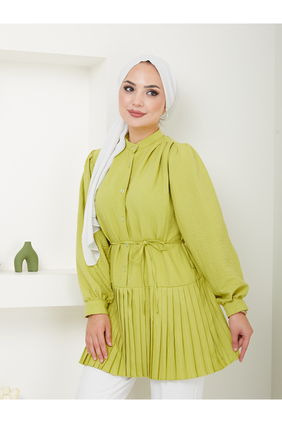 VOLT CLOTHİNG Pleated Princess Sleeve Hijab Tunic - Women's, Buttoned Front