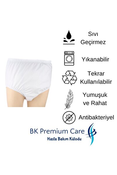 BK Premium Care Sıvı Geçirmez Yıkanabilir Hasta Külodu Slip Külot Yaşlı Külodu (XL)
