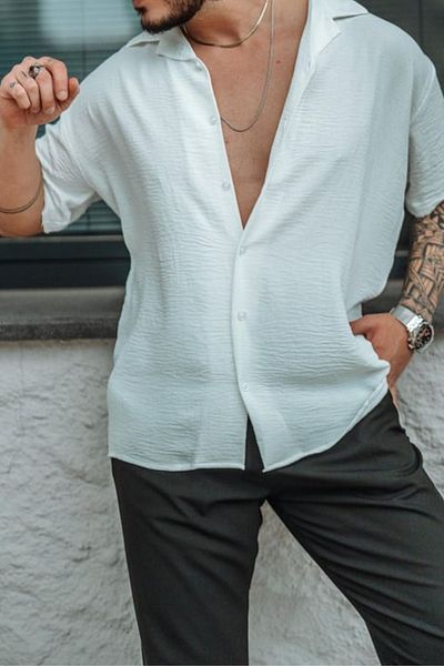 Tarz Cool Cămașă oversize pentru bărbați din crep