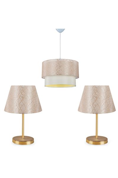 HOMİNG طقم ثريا بمصباح معلق من Pasta Deko وLara Gold Lampshade مصنوع من قماش الدانتيل Ayd-2632