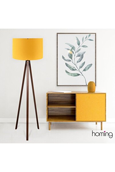 HOMİNG Kumaş Başlıklı Pratik Ahşap Üç Ayaklı Lambader Ayd-2216