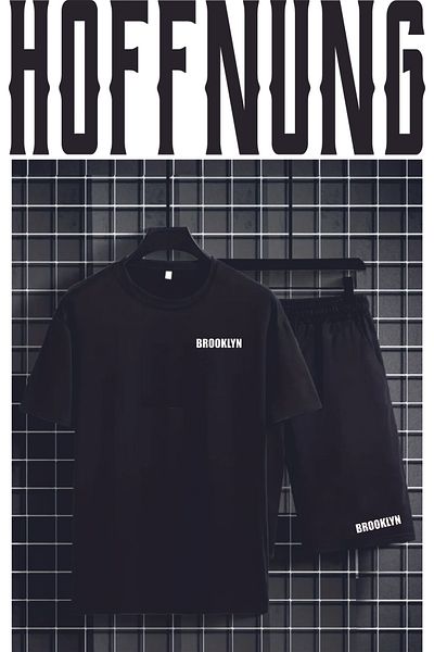 HOFFNUNG Full Short Printed Brooklyn T-Shirt with Shorts Bottom Top Double Set