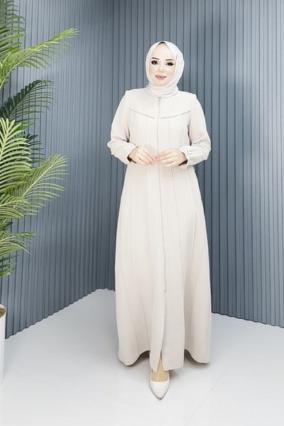 Deryam Tekstil Summer Hijab Top Coat - Women's, Zippered with Neck