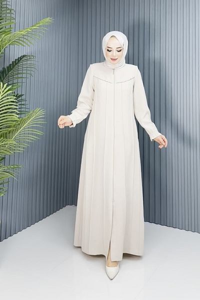 Deryam Tekstil Summer Hijab Top Coat - Women's, Zippered with Neck