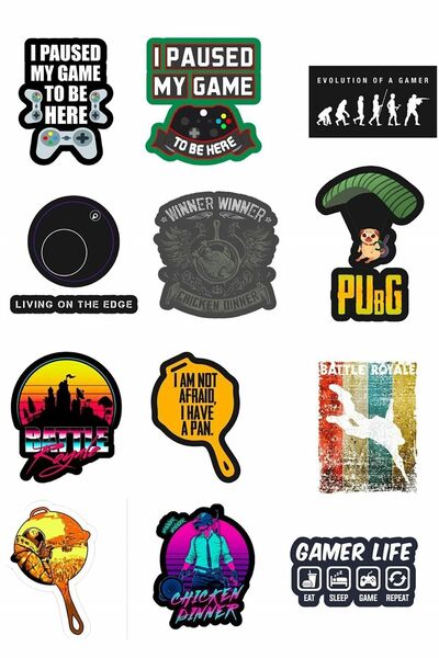 Limitless Design Set de autocolante pentru laptop, telefon, tabletă cu tematică Pubg