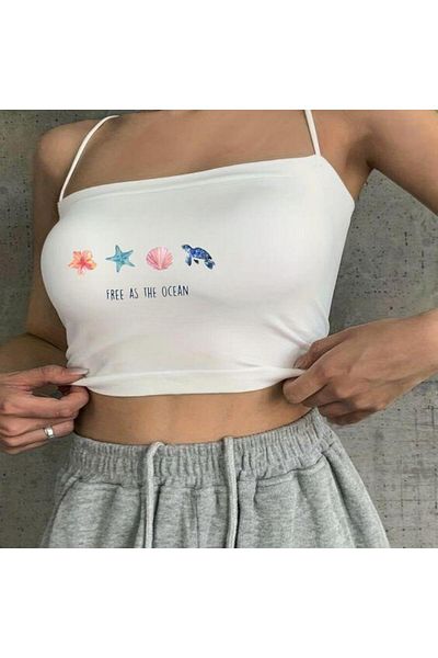 Touz Moda White Crop Bustier - Σχοινί λουράκι, Δωρεάν As The Ocean