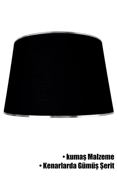 Vivido Abajur Siyah Gümüş Şeritli Lambader Şapkası