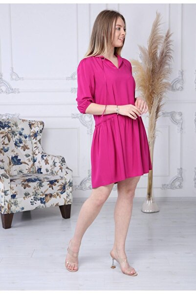 My ELİF Tekstil Women's Pink Hooded Dress