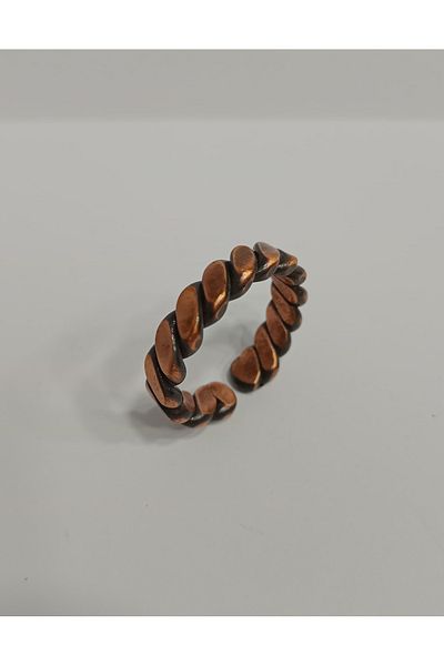 EldenEveBakır Single Braided Flat Model Copper Ring Brgy0002