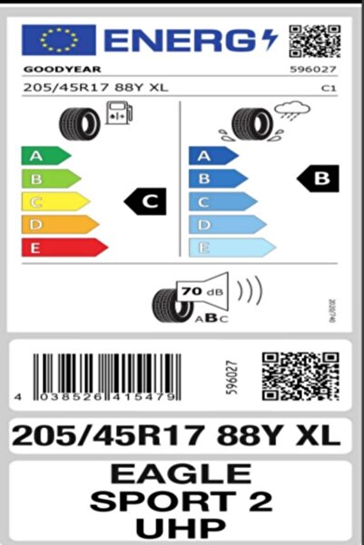 Goodyear 205/45 R17 88Y Eagle Sport 2 UHP XL FP Oto Yaz Lastiği (Üretim: 2023)