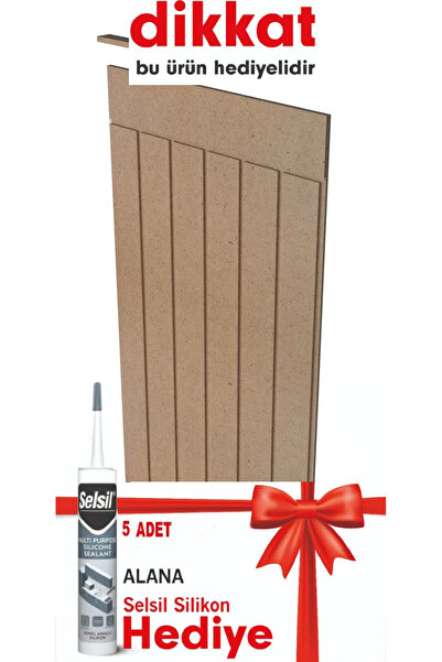 petels Dekoratif Duvar Paneli ( 54 X 105 Cm) Boyanabilir Ahşap Ham Mdf Duvar Paneli 5 Adet Silikon
