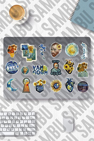 Sambu Design مجموعة ملصقات تحت عنوان Van Gogh - هاتف الكمبيوتر المحمول