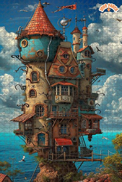 Teona Ahşap Gökyüzüne Uzanan Masalsı Kule Çift Katlı Çerçeveli Asılabilir Ahş...