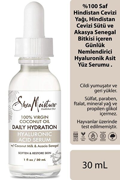 Shea Moisture %100 Saf Hindistan Cevizi Yağlı Günlük Nemlendirici Hyaluronik ...