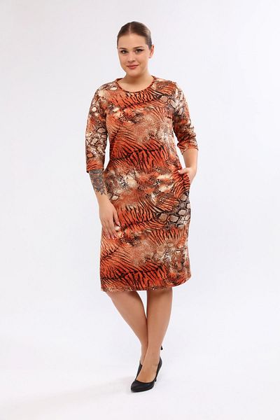 FARBAPLUS Plus Size Patterned Winter Dress - Pocketed 21b-2048
