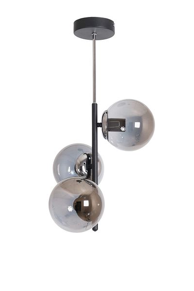 Fer Avize Black Chrome Colored Ivy Design - 3-Piece Chandelier Case with Smoked Glass Living Room and Kitchen Bedroom