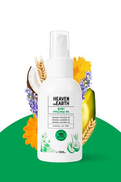 Heaven on Earth Baby Massage Oil 100% Natural and Organic Ingredient Vegan 100ml Relaxing - Lavender and Jojoba