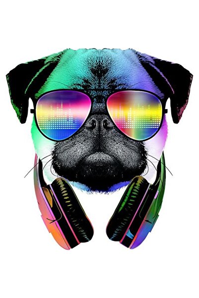 MegaSticker ملصق Dj Pug للمحرك والخوذة والكمبيوتر المحمول والسيارة مقاس 13 × ...