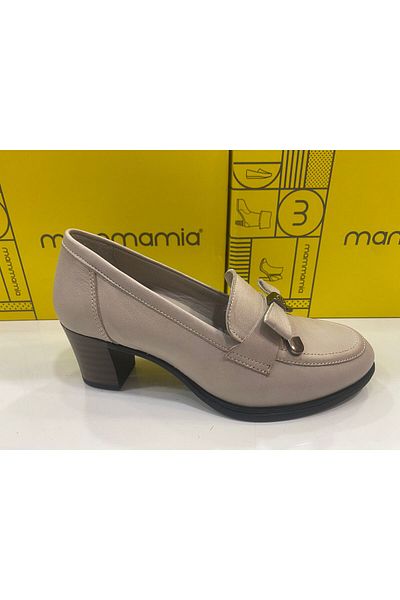 Mammamia Pantofi clasici cu toc din piele naturală - Detaliu fundă