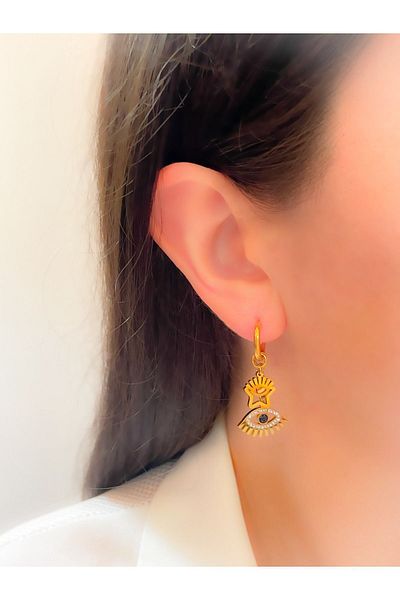 Trinos Steel Earrings Removable Charm Eye Earrings
