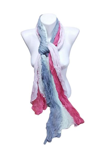 ByEnBi Batik Colored Shawl Hand Painted Lilac Fuchsia Pistachio Green Gray